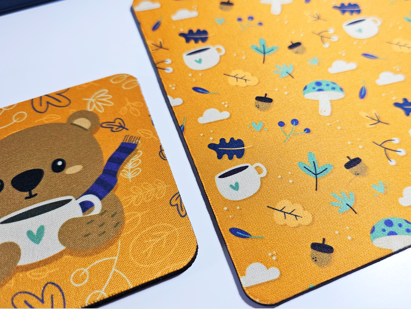 Autumn Bear Mousepad and Coaster Set