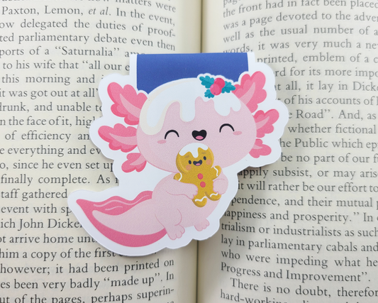 Christmas Axolotl Magnetic Bookmark