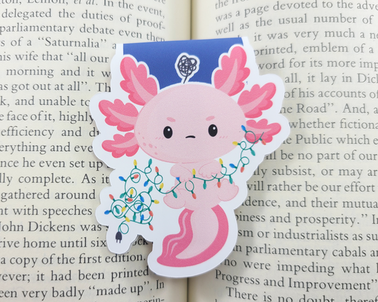 Christmas Axolotl Lights Magnetic Bookmark