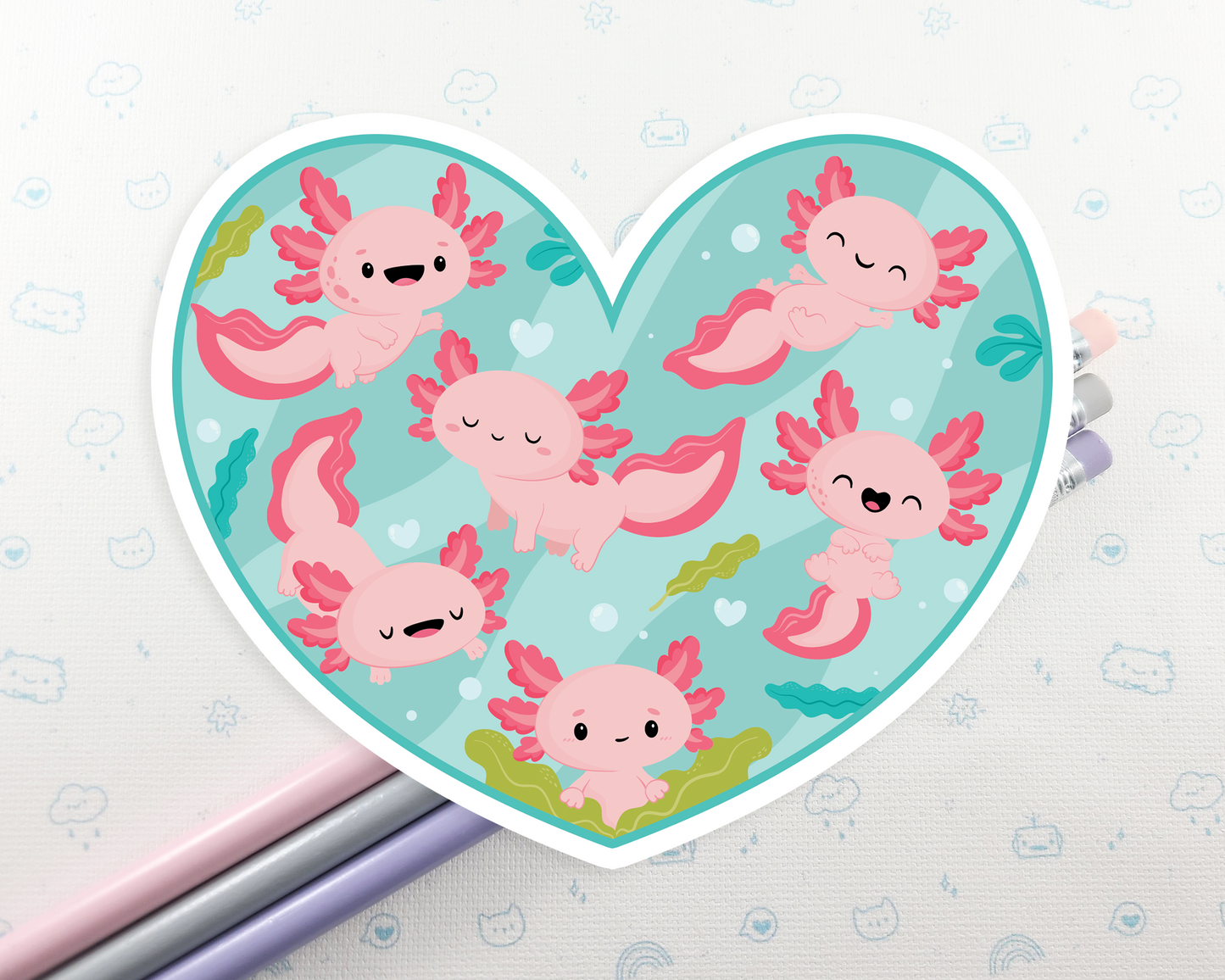 Heart Axolotl Sticker