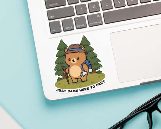 Bear Hiking Came To Fart Sticker
