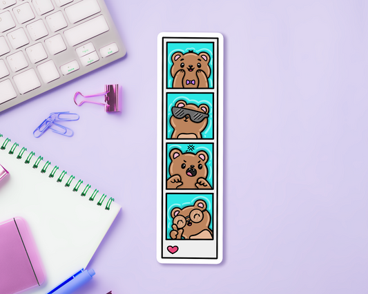 Bear Photo Booth Strip Long Sticker