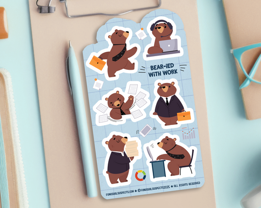 Bear At Work Sticker Sheet