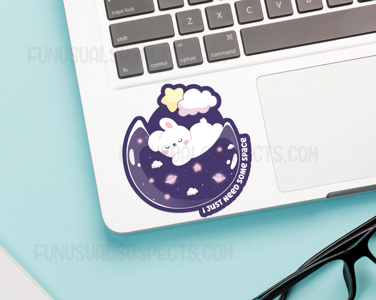 Bunny Need Space Holographic Stars Sticker