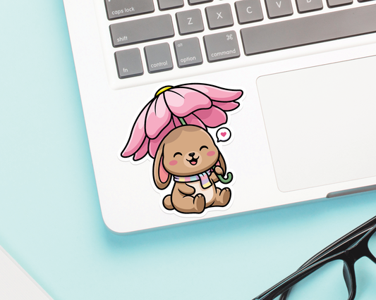 Bunny Under Flower Sticker