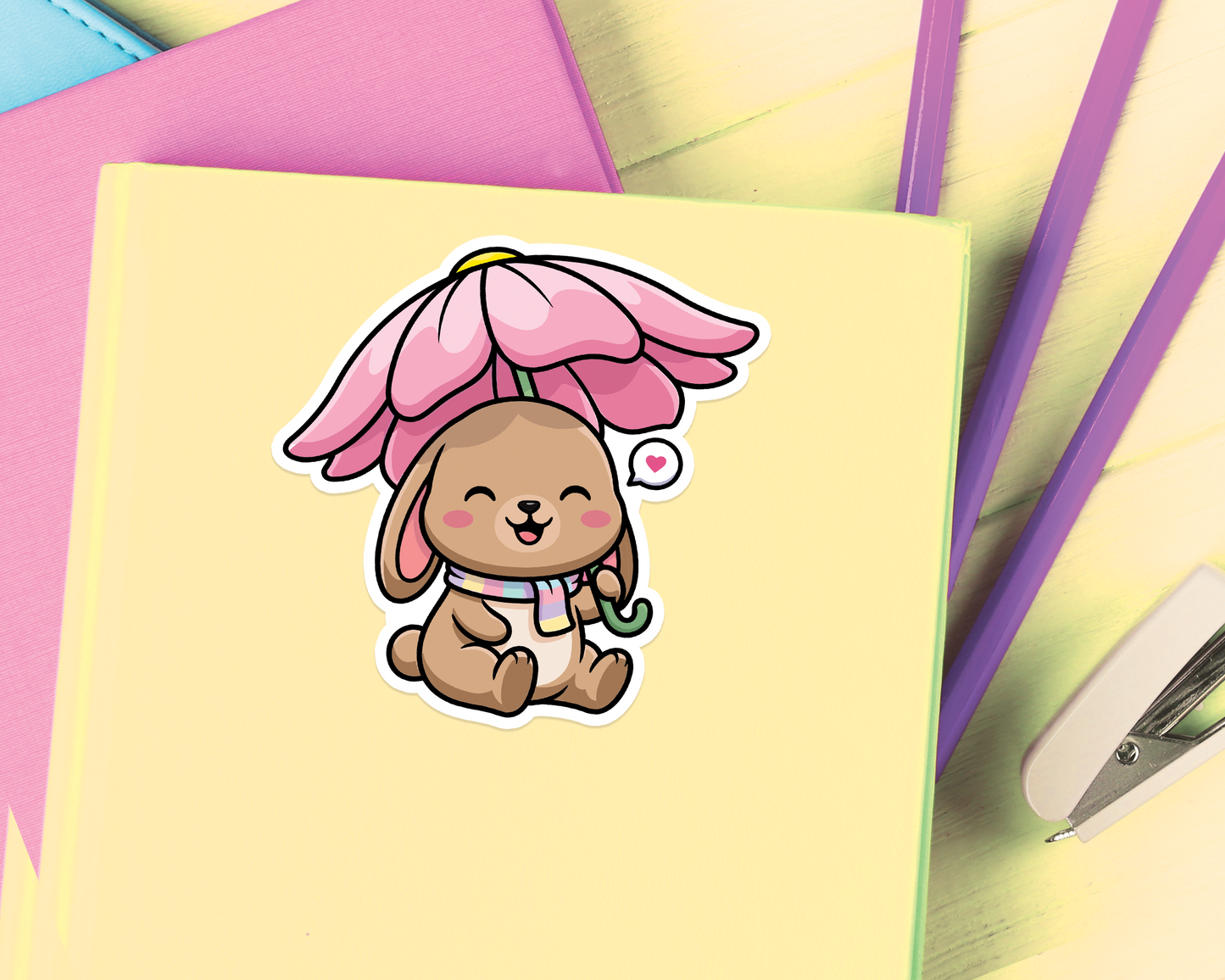 Bunny Under Flower Sticker