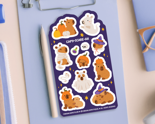 Capybara Halloween Sticker Sheet