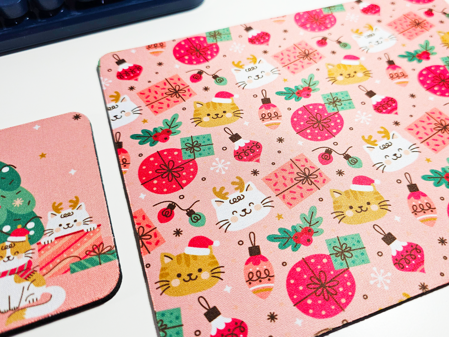 Cat Christmas Mousepad and Coaster Set