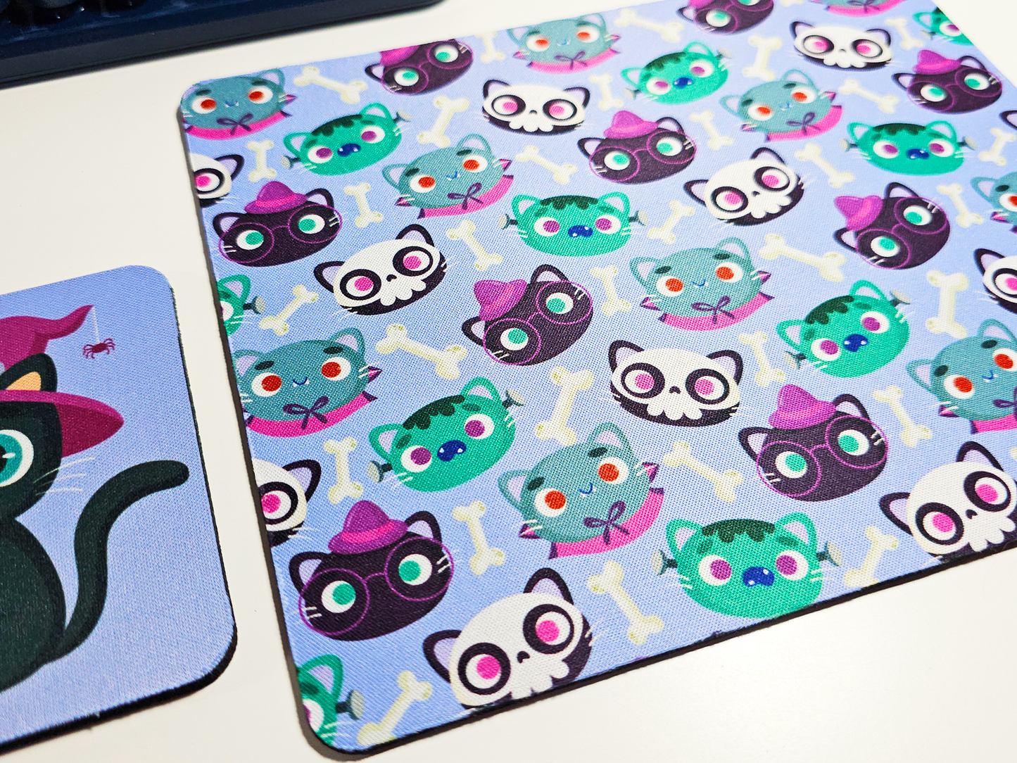 Cat Halloween Mousepad and Coaster Set