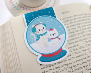 Cat Snowglobe Magnetic Bookmark