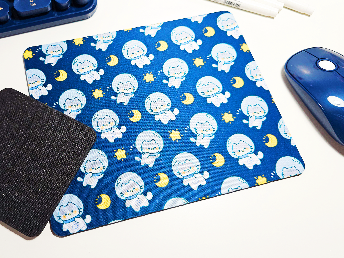 Cat Astronaut Mousepad and Coaster Set
