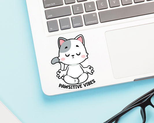 Cat Yoga Pawsitive Vibes Sticker