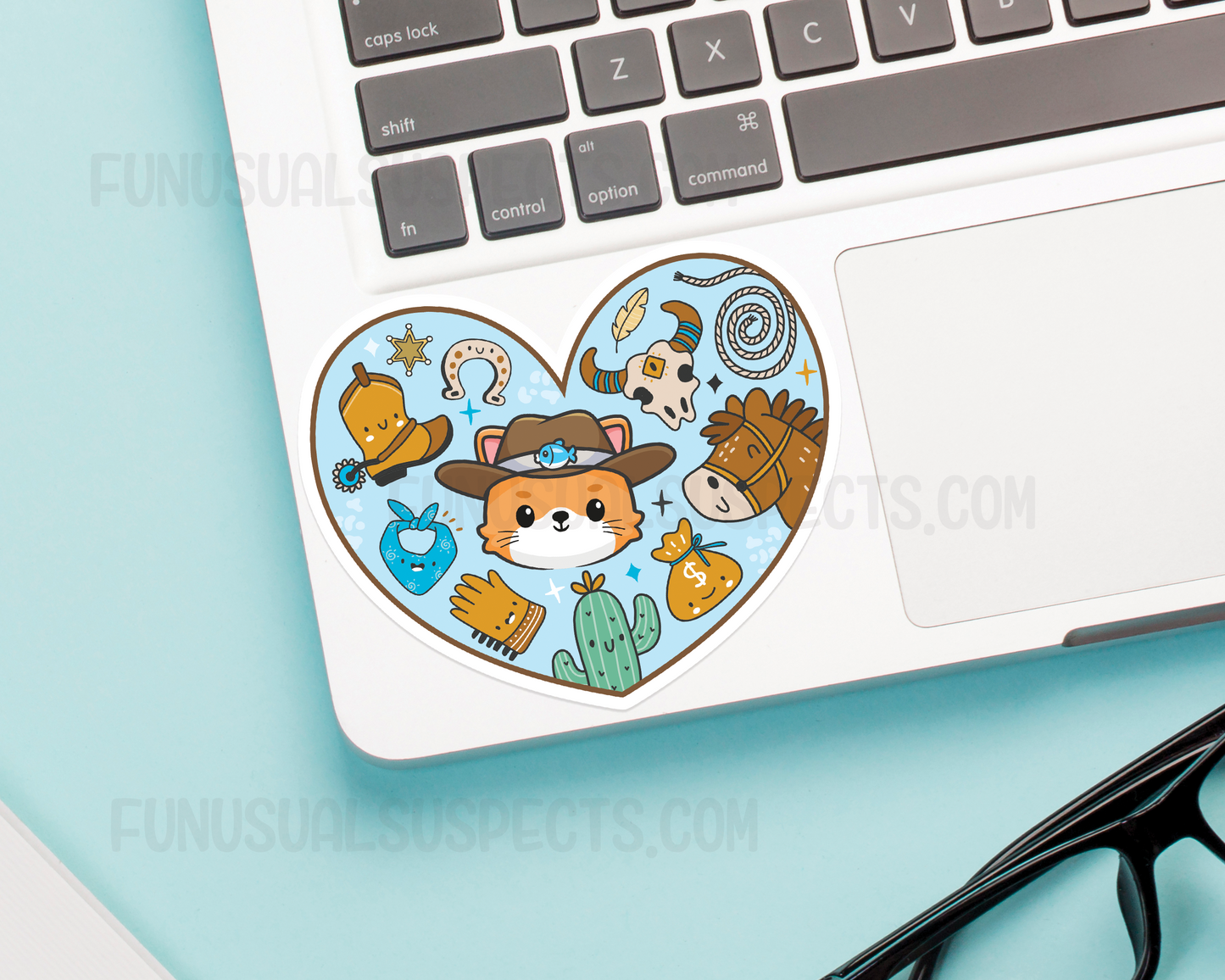 Cat Cowboy Heart Sticker