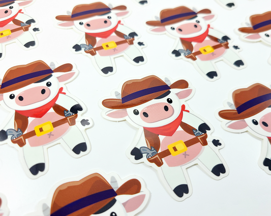 Cowboy Cow Sticker