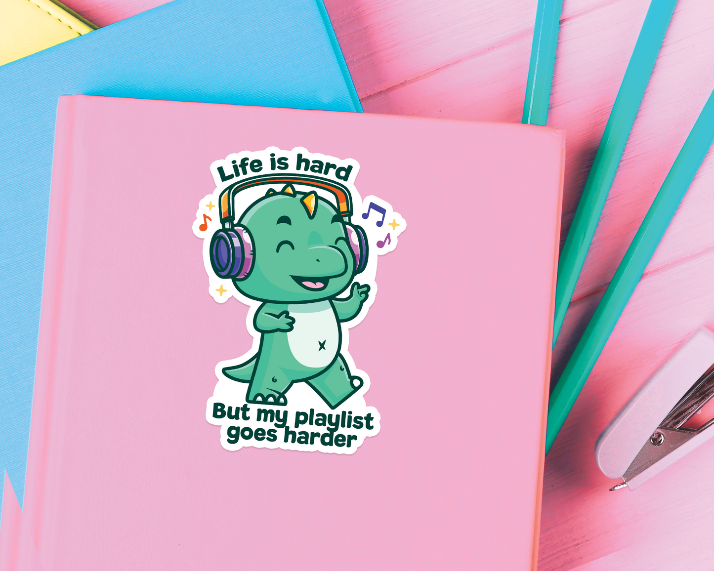 Dino Playlist Goes Hard Sticker