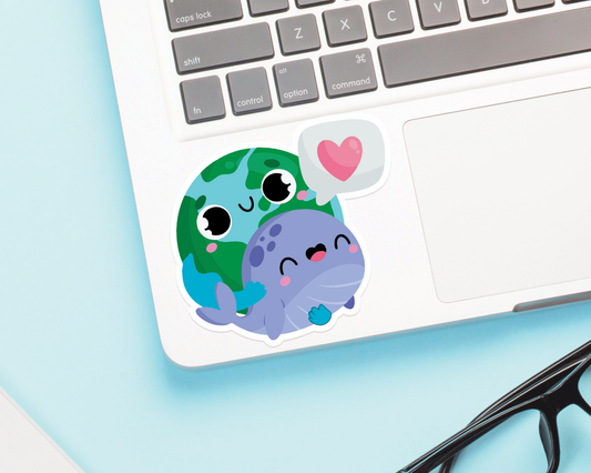 Earth Hugging Whale Sticker