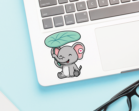 Elephant Under a Leaf Sticker
