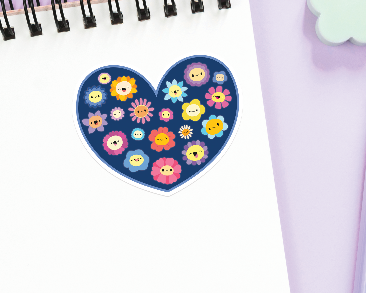 Heart Flowers Sticker
