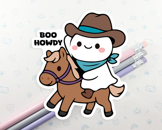 Ghost Boo Howdy Sticker