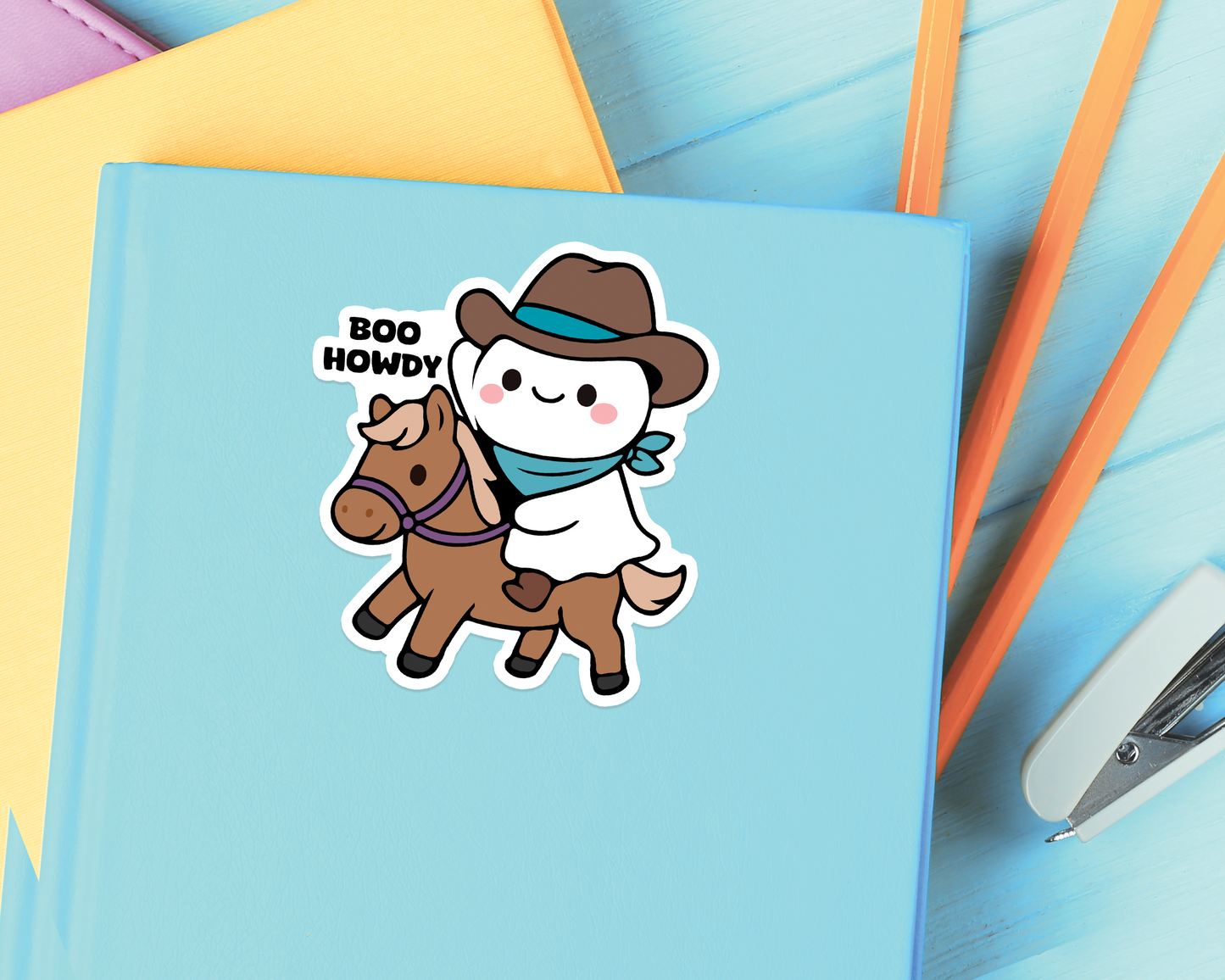 Ghost Boo Howdy Sticker