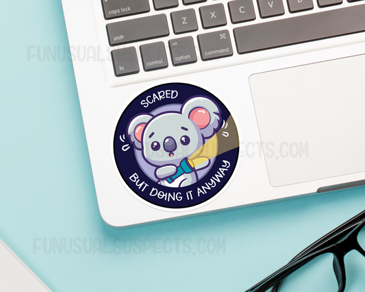 Koala Scared But Doing It Sticker