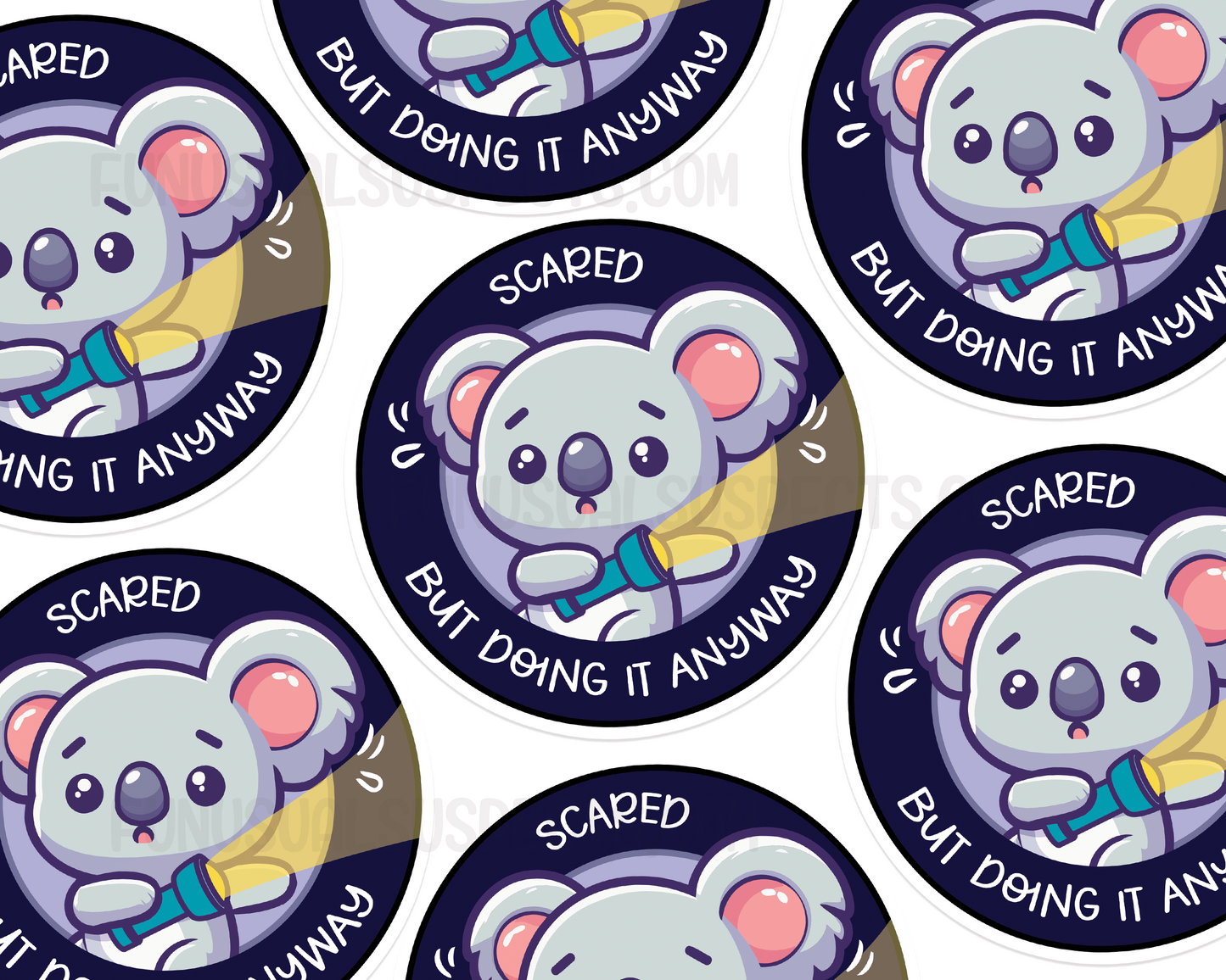 Koala Scared But Doing It Sticker