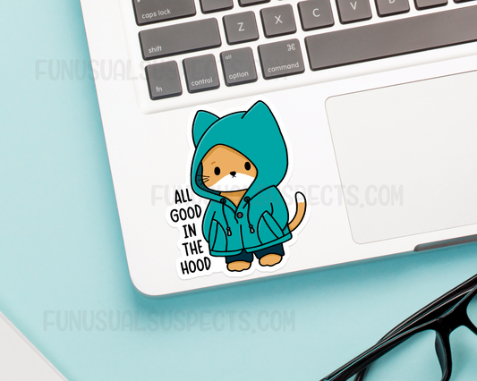 Cat Orange in Hoodie Sticker