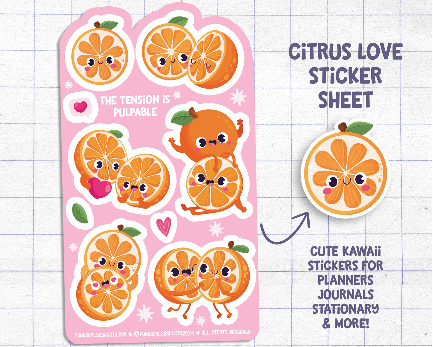 Oranges In Love Sticker Sheet