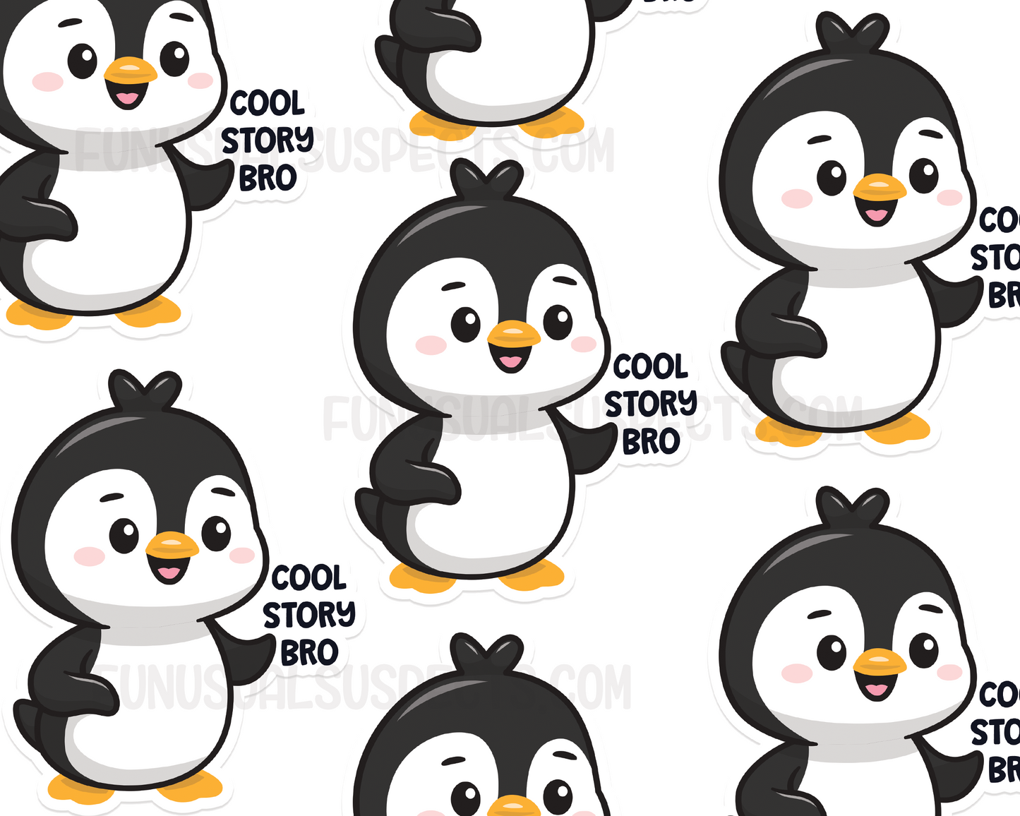 Penguin Cool Story Bro Sticker
