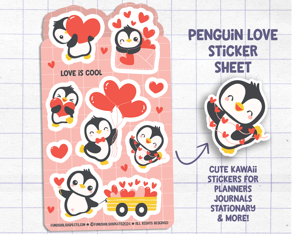 Penguins In Love Sticker Sheet