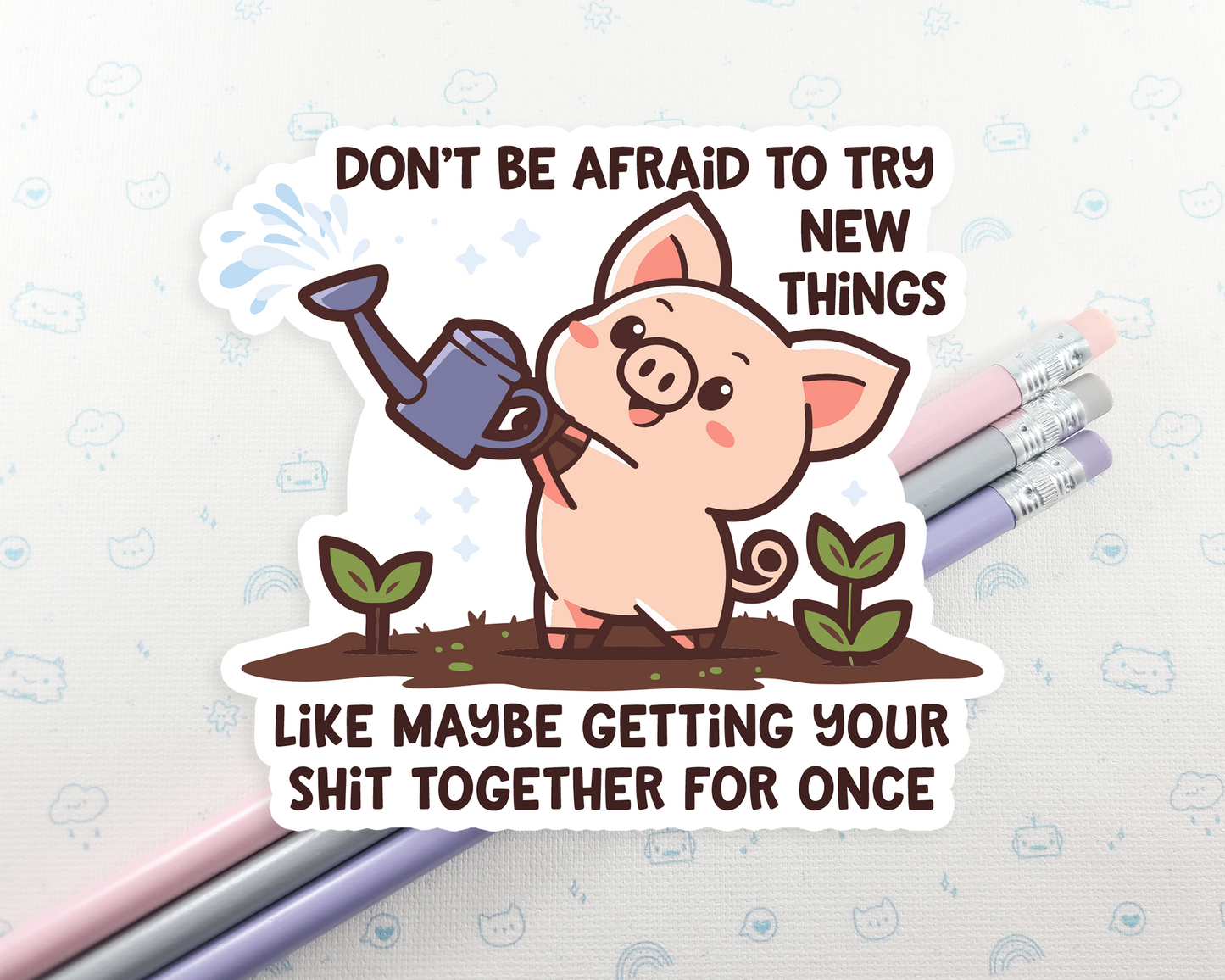 Pig Try New Things Sticker
