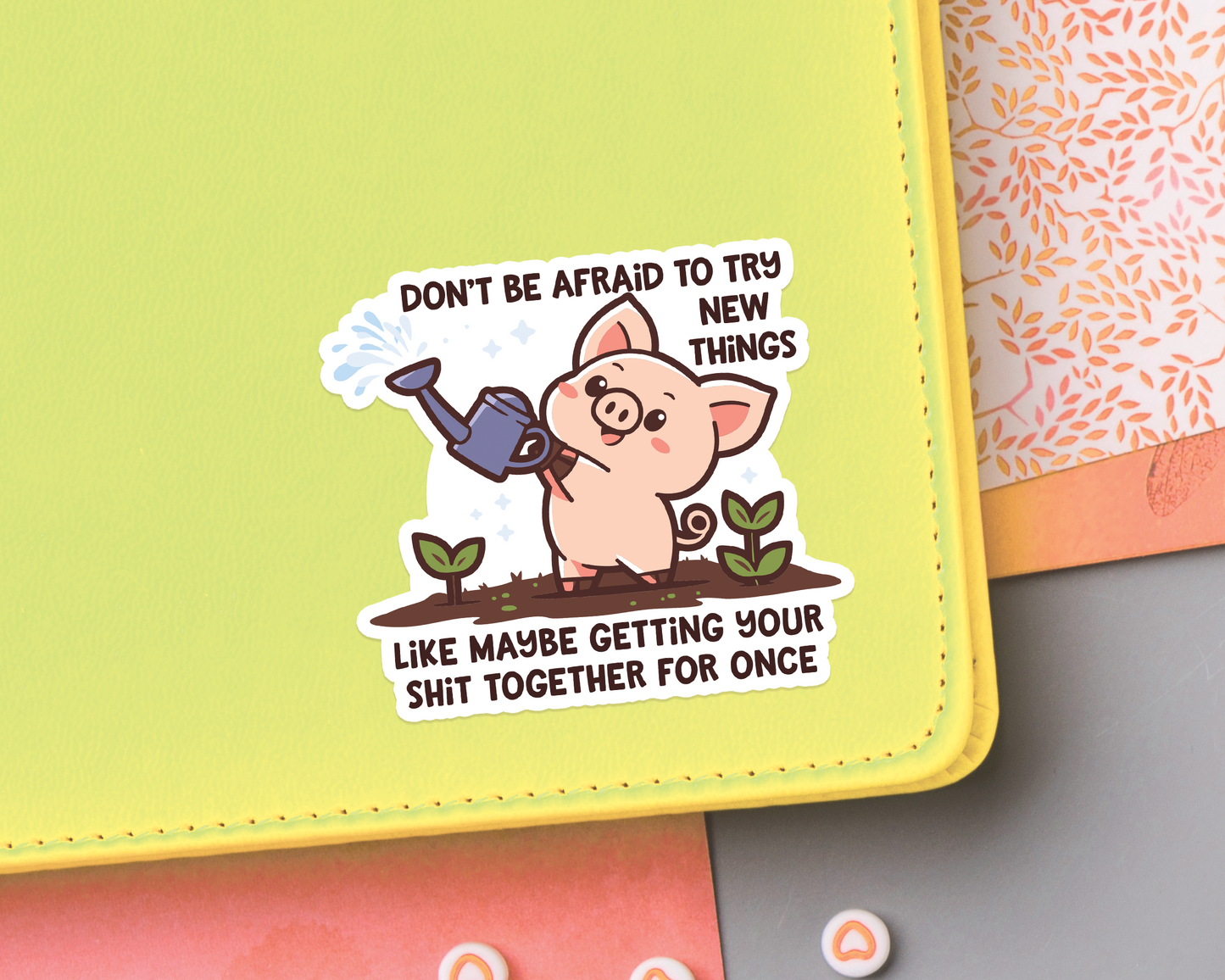 Pig Try New Things Sticker