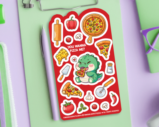 Pizza Dino Sticker Sheet