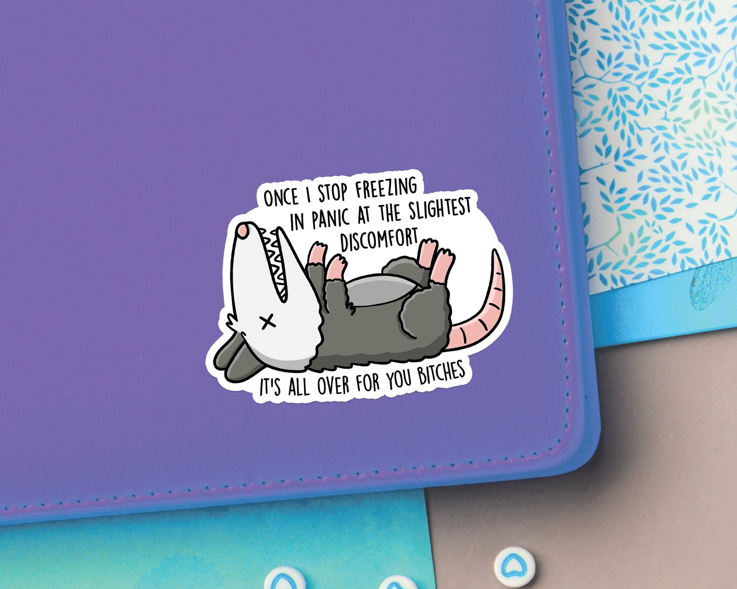 Possum Panic Sticker
