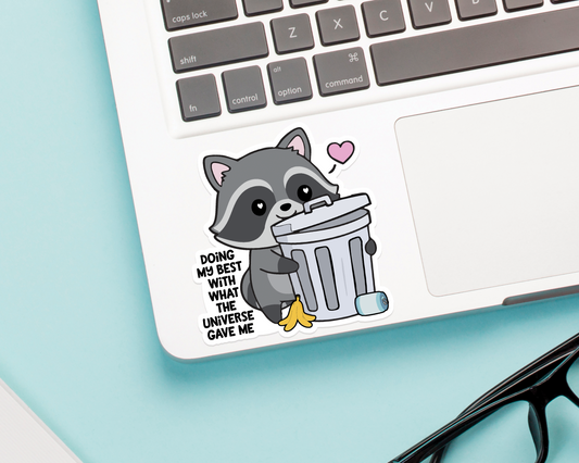 Raccoon Doing My Best Sticker