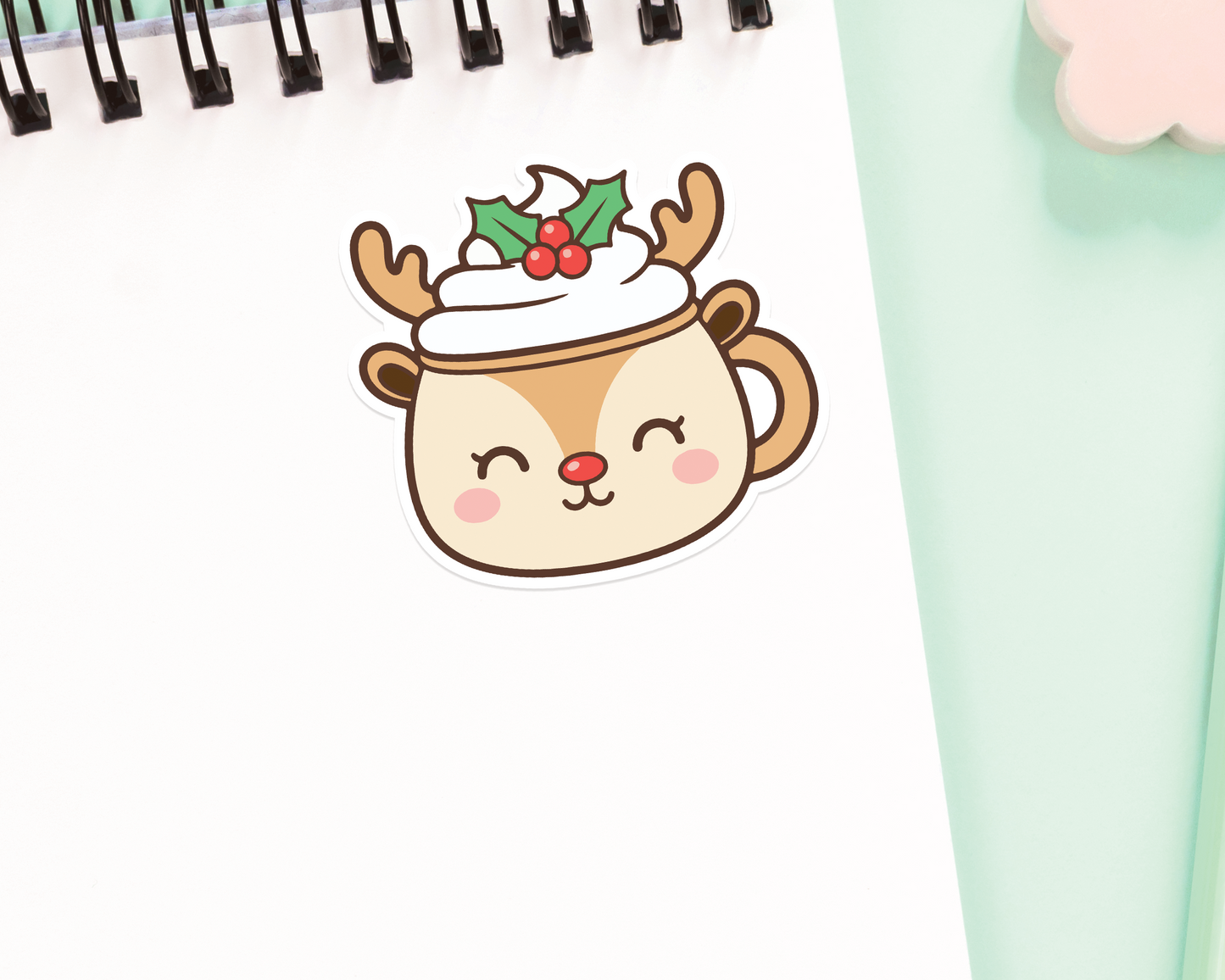 Reindeer Cocoa Mug Sticker