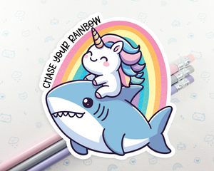 Shark Unicorn Rainbow Sticker