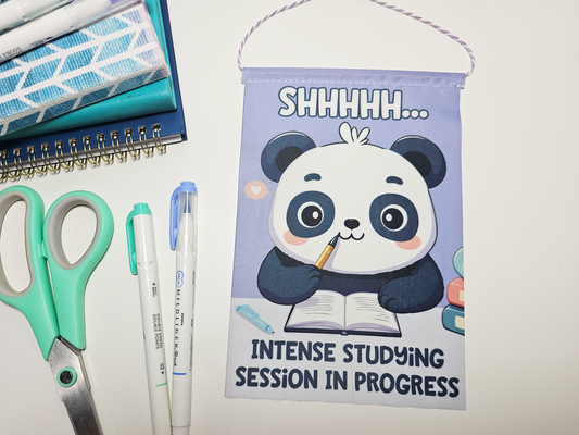Shh Studying Panda Mini Banner