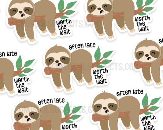 Sloth Often Late Sticker