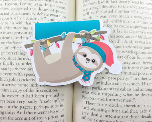 Christmas Sloth with Lights Magnetic Bookmark