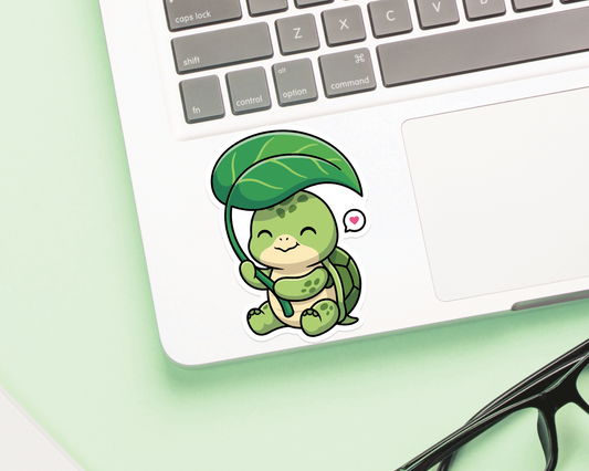 Turtle Under Leaf Sticker