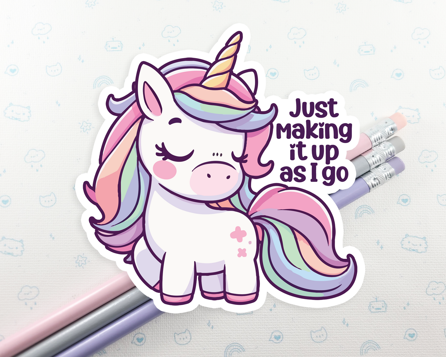 Unicorn Making It Up As I Go Sticker
