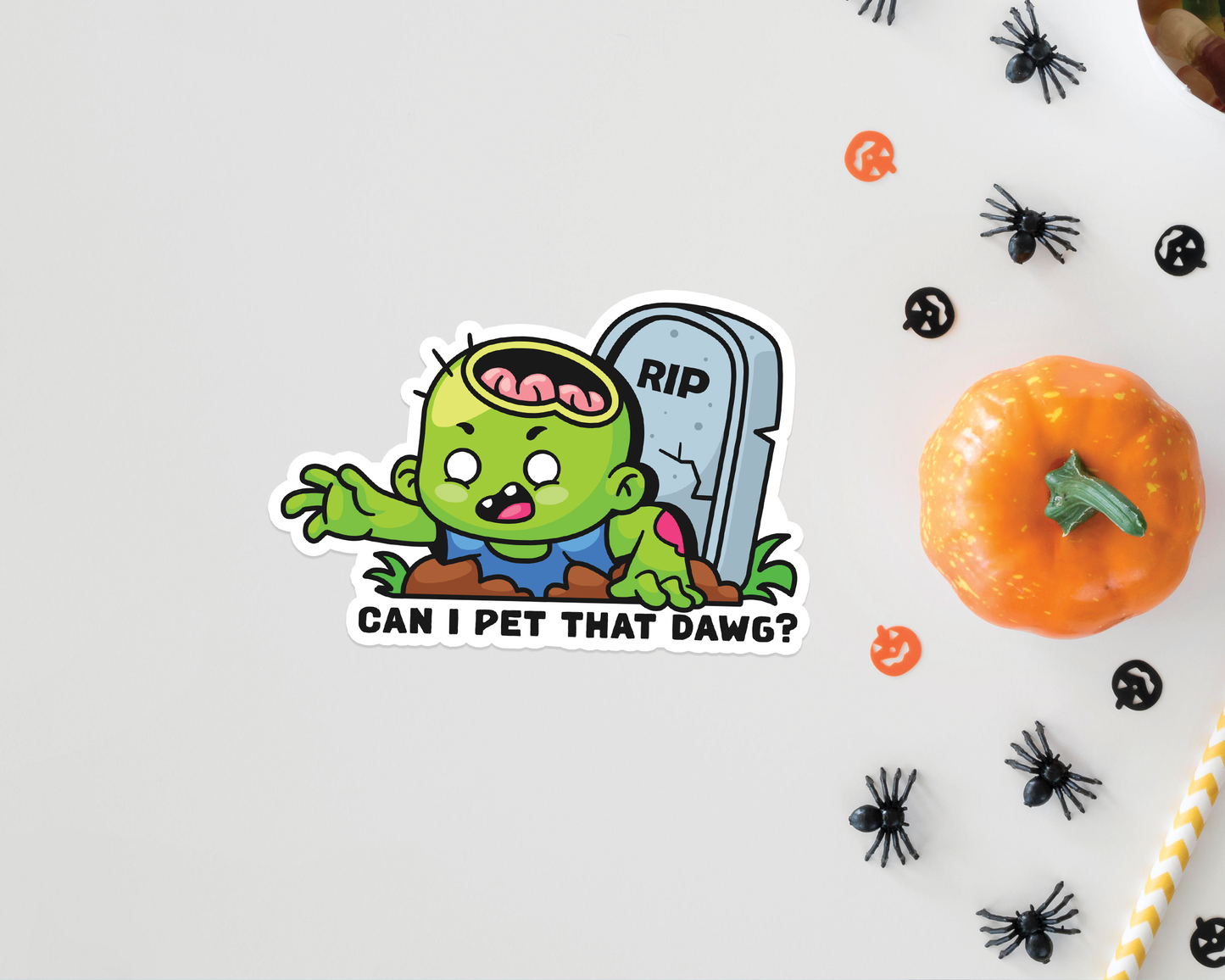 Zombie Can I Pet That Dawg Sticker