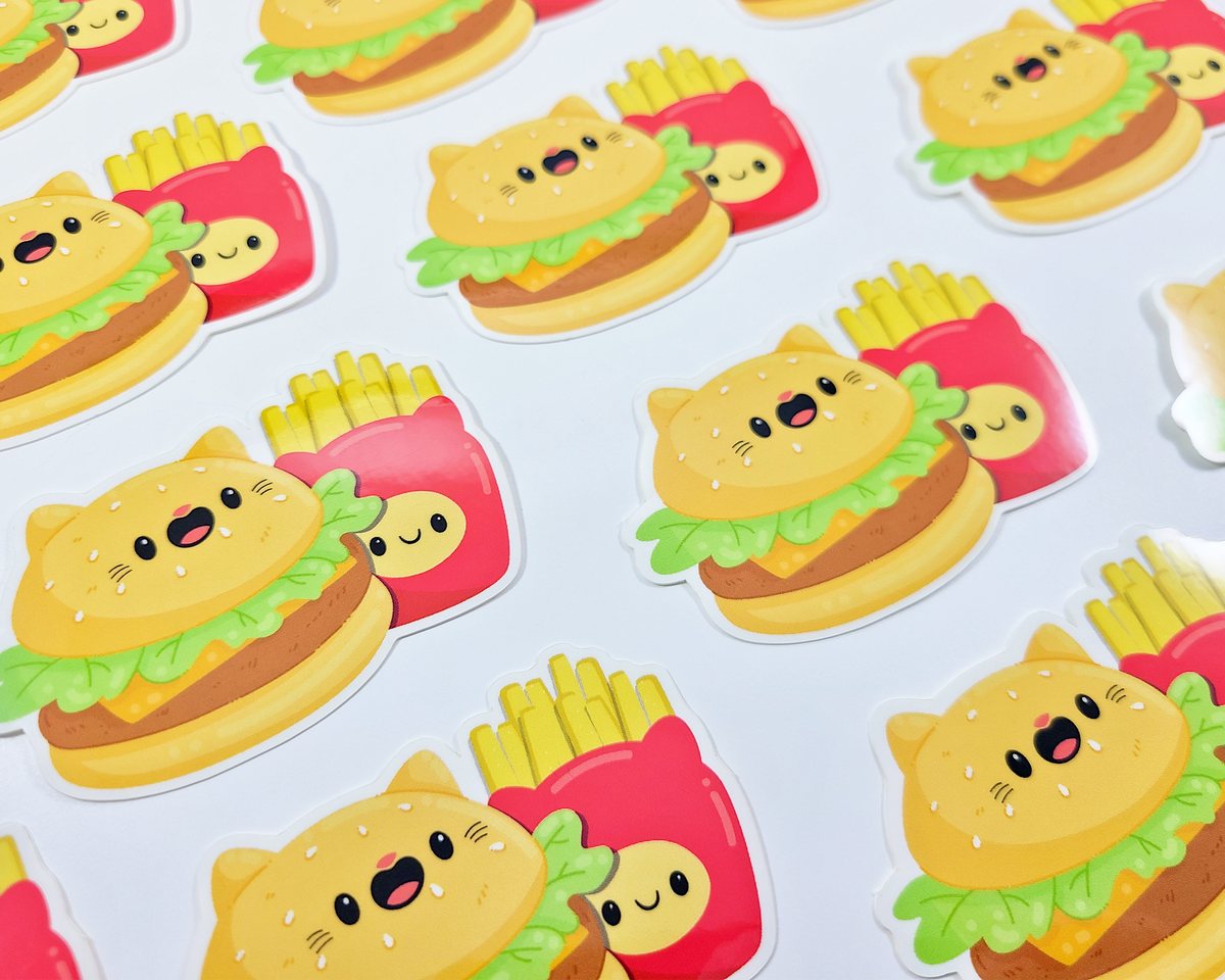 Cat Burger & Fries Sticker – FunUsualSuspects
