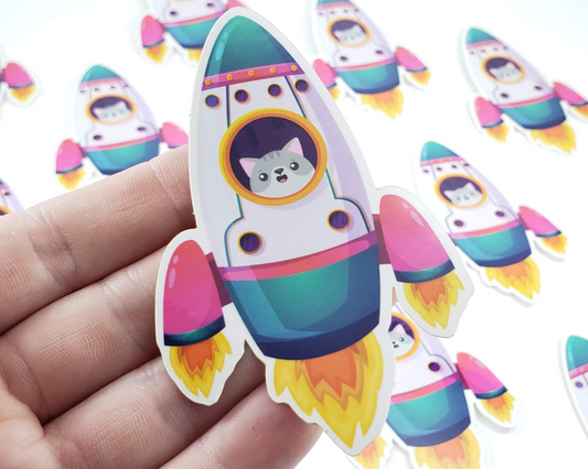 Cat Rocket Sticker