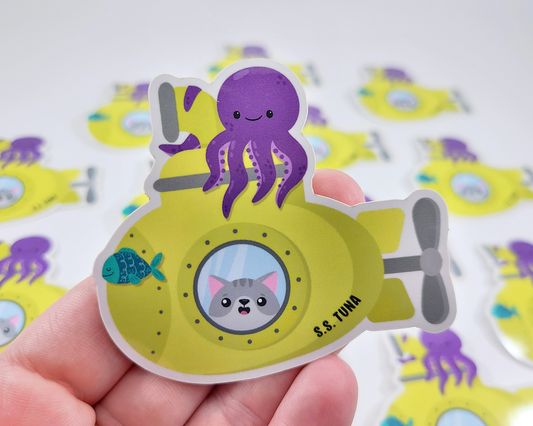 Cat Submarine Sticker