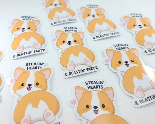 Corgi Hearts Farts Sticker