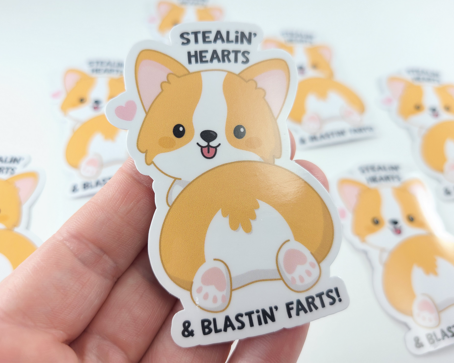 Corgi Hearts Farts Sticker