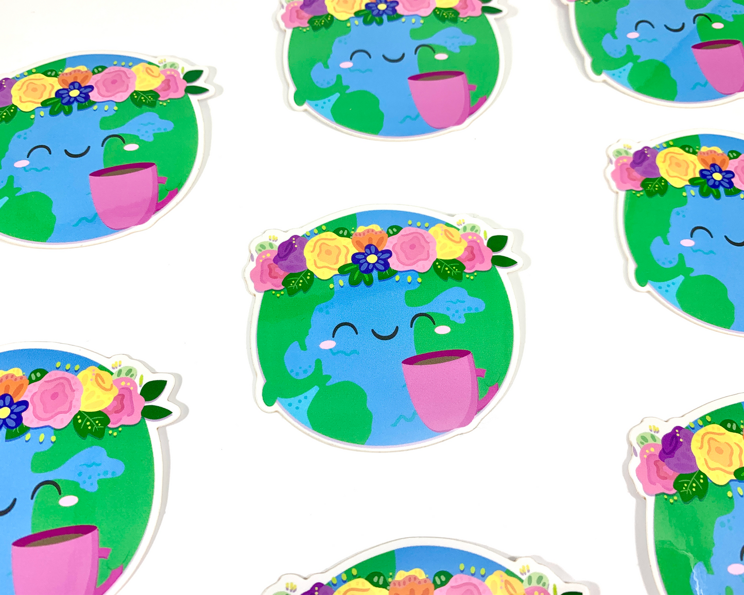 Earth With Coffee Sticker