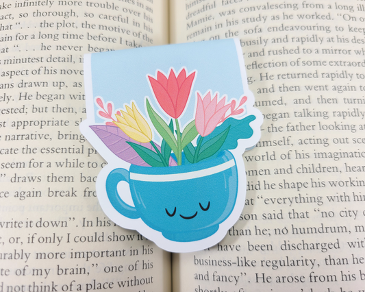 Flower Cup Magnetic Bookmark